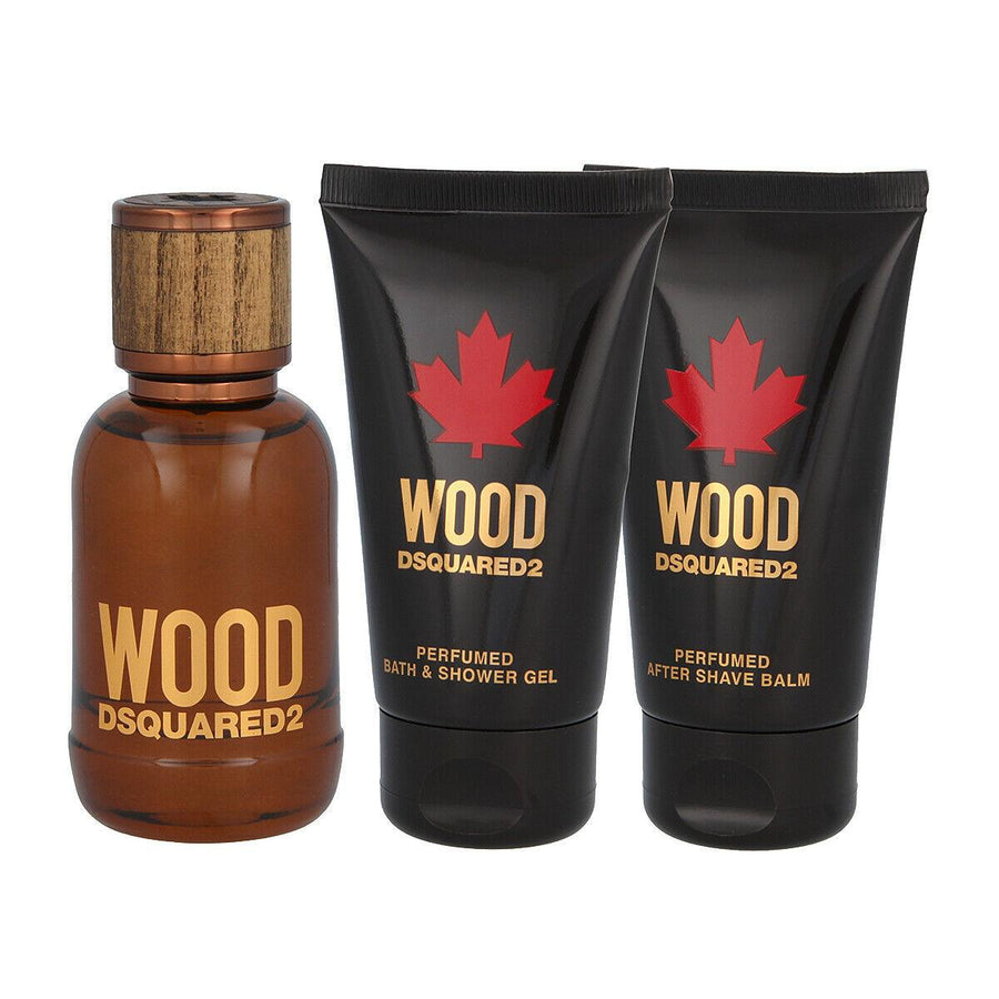 DSQUARED2 Wood For Him Gift Set #Eau De Toilette 50 Ml + After Shave 50 Ml + Shower Gel 50 Ml - Parfumby.com