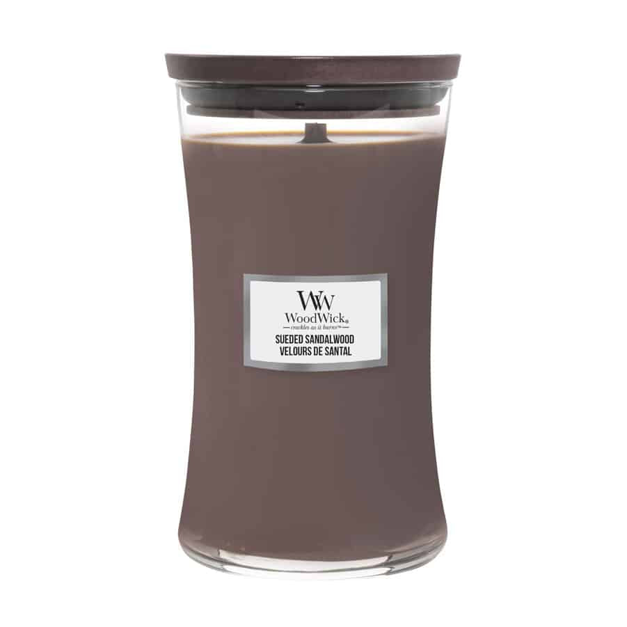 WOODWICK Suede & Sandalwood Vase (leather and sandalwood) - Scented candle 275 G