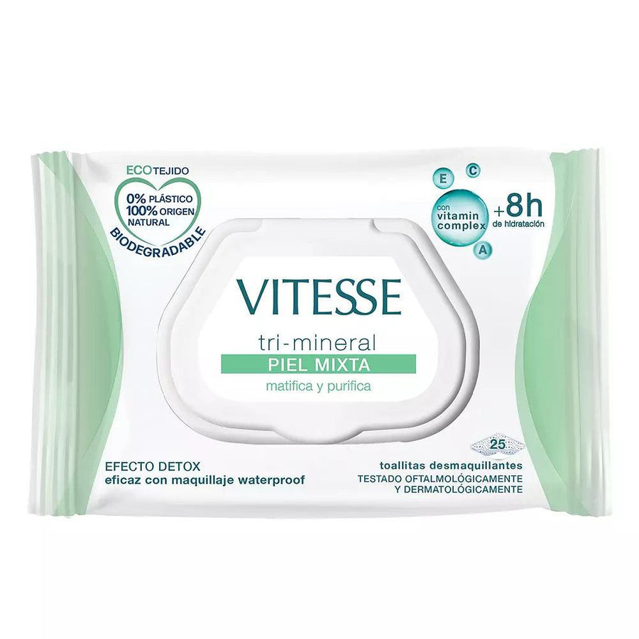 VITESSE Tri-mineral Combination Skin Make-up Remover Wipes 25 U 25 pcs - Parfumby.com