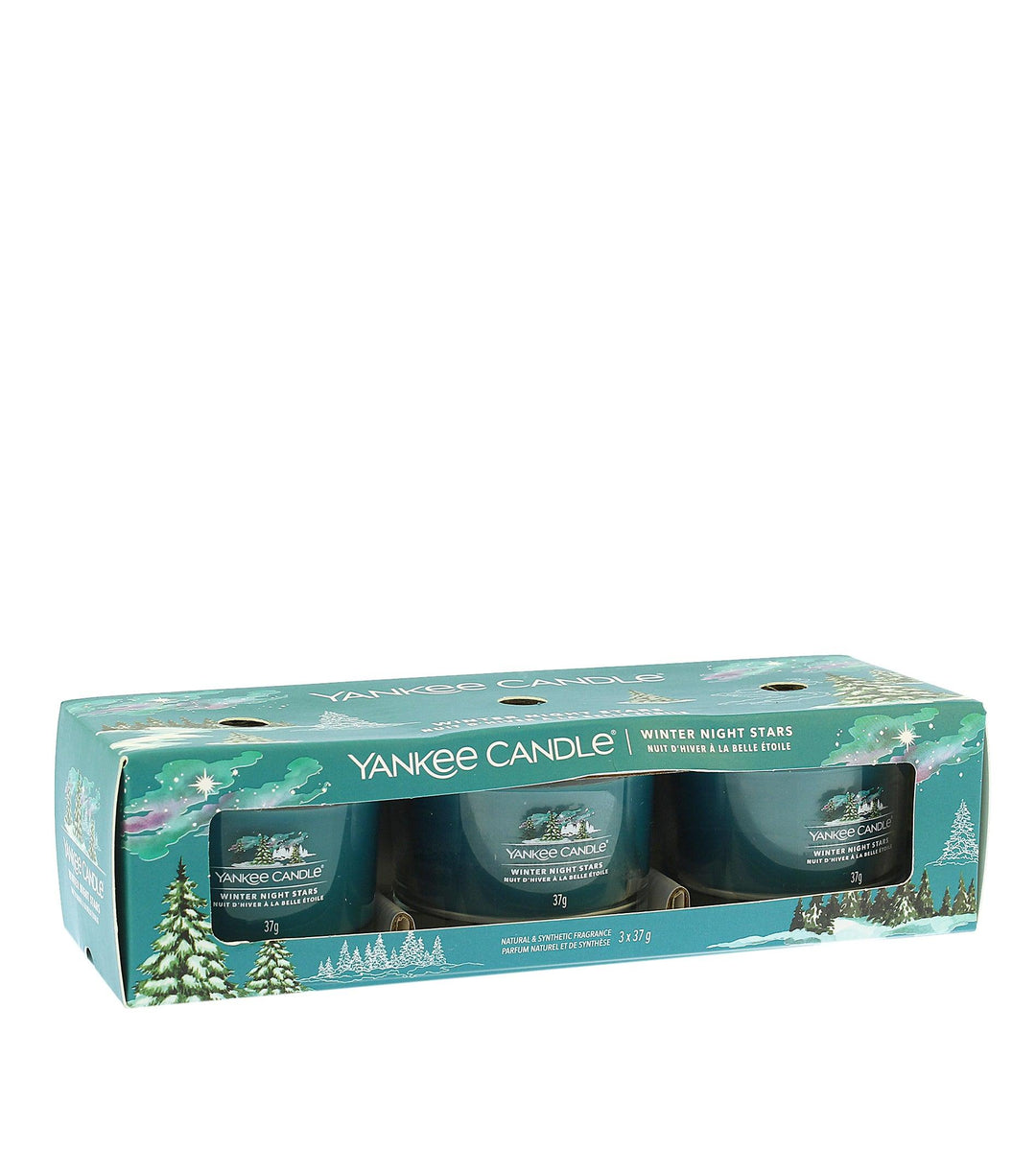 YANKEE CANDLE Winter Night Stars Votive Candle In Glass 3 X 37 G - Parfumby.com