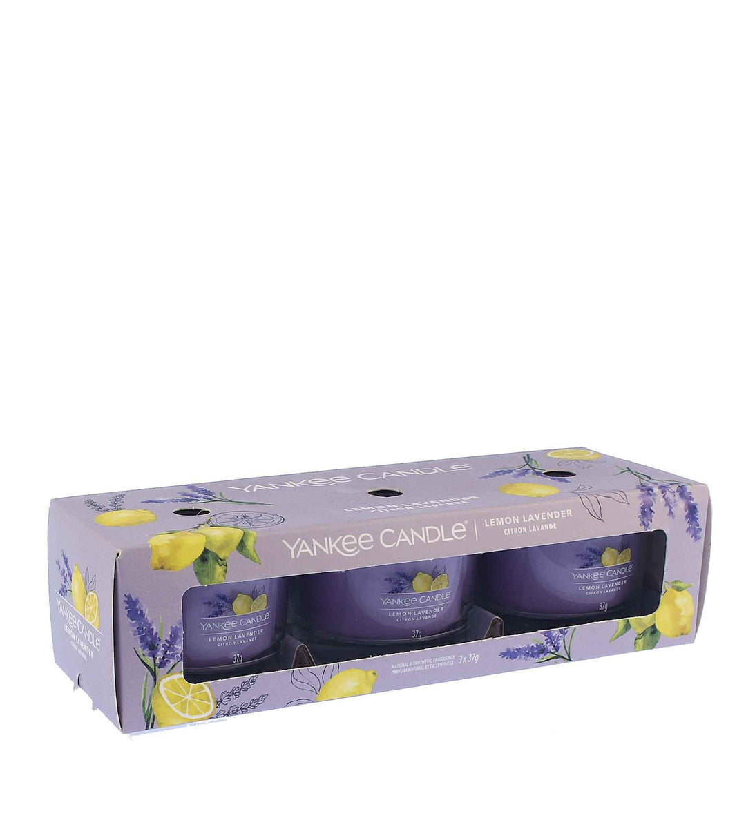 YANKEE CANDLE Lemon Lavender Votive Candle In Glass 3 X 37 G - Parfumby.com