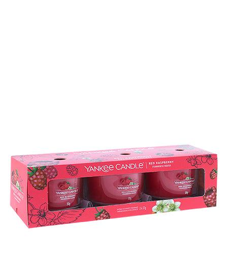 YANKEE CANDLE Red Raspberry Votive Candle In Glass 3 X 37 G - Parfumby.com