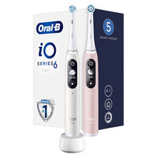 ORAL B iO6 Series Duo Pack White/Pink Sand Extra Handle Toothbrush ( 2 ks ) - Elektrický zubní kartáček