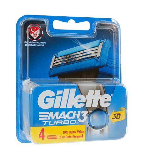 GILLETTE Mach3 Turbo Spare Blades For Men 4 Ks 4 PCS - Parfumby.com