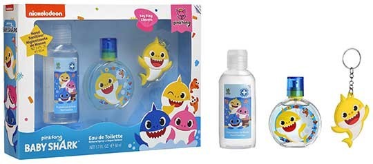 FRAGRANCES FOR CHILDREN Baby Shark Gift Set Eau de Toilette (EDT) 50 ml, dezinfekční gel 100 ml + přívěšek na klíče