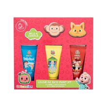 FRAGRANCES FOR CHILDREN Cocomelon Colour Me Bath Paint Set Gift Set Barva do koupele 3 x 50 ml + Mycí houba 2 ks