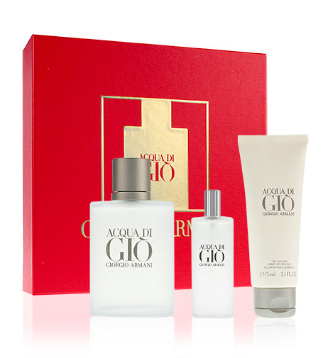 GIORGIO ARMANI ACQUA DI GIO 3 PCS SET FOR MEN: 3.4 EAU DE TOILETTE SPRAY + 0.5 EAU DE TOILETTE SPRAY + 2.5 SHOWER GEL