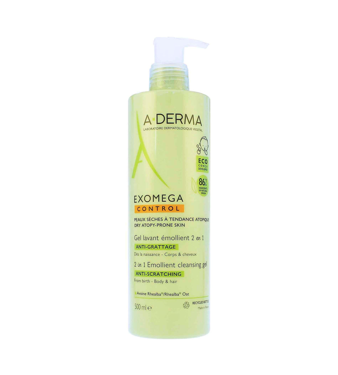 A-DERMA A-DERMA Exomega Control 2in1 Emollient Cleansing Gel 500 ml - Parfumby.com