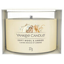 YANKEE CANDLE Soft Wool & Amber ( jemná vlna + ambra ) - Votivní svíčka ve skle