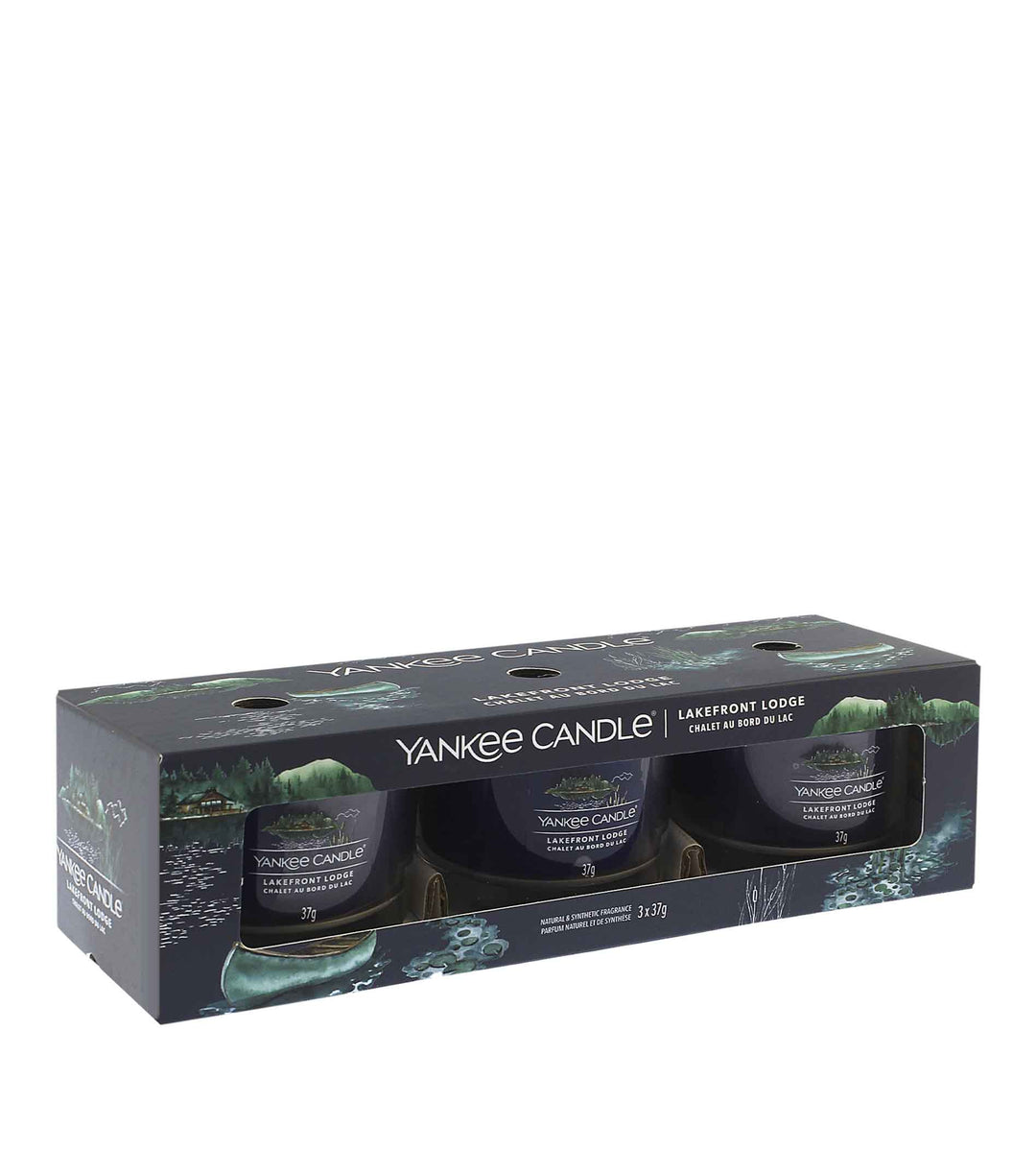 YANKEE CANDLE Lakefront Lodge votivní svíčka en skle 3 x 37 g