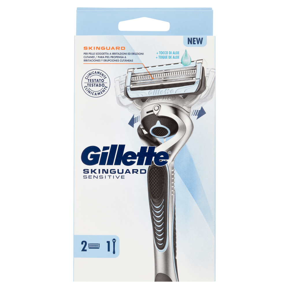 GILLETTE Skinguard Sensitive Machine + 2 Spare Parts (New) 2 PCS - Parfumby.com