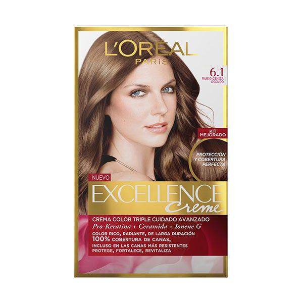 L'OREAL Excellence Cream Tint Hair Color #6.1-RUBIO-OSCURO-CENIZA - Parfumby.com