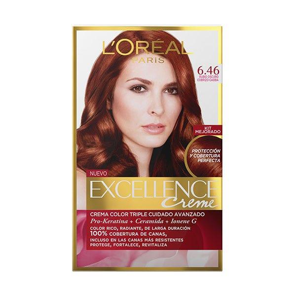 L'OREAL Excellence Cream Tint Hair Color #6.46-RUBIO-OSCURO-COBRIZO-CAOBA - Parfumby.com