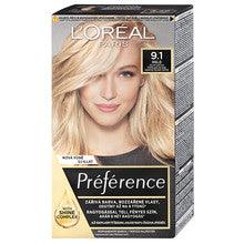 L'OREAL Preference Hair Color - Permanent hair color #9.1-OSLO-VERY-LIGHT-ASH-BLONDE - Parfumby.com