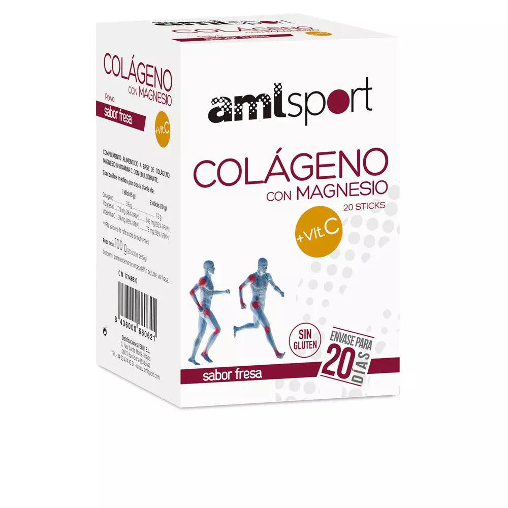 AMLSPORT Colageno Con Magnesio + Vit.c Sabor Fresa 20 Sticks 20 pcs - Parfumby.com