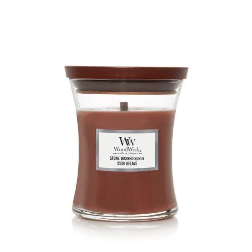 WOODWICK Stone Washed Suede Vase (washed suede) - Scented candle 275 G - Parfumby.com