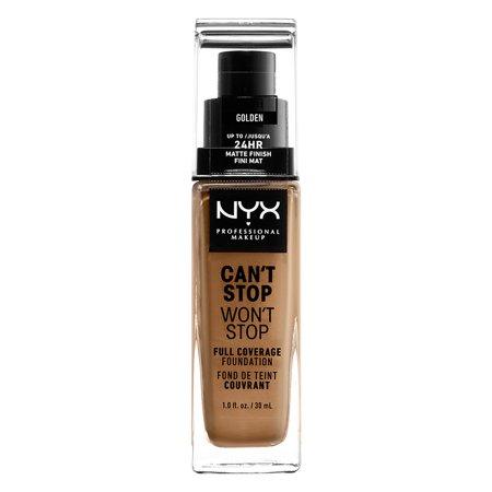 NYX PROFESSIONAL MAKE UP Can't Stop Won't Stop Full Coverage Foundation #GOLDEN-30ML - Parfumby.com