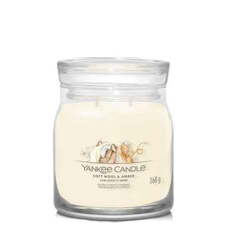 YANKEE CANDLE  Soft Wool & Amber Signature Svíčka Střední 368 G