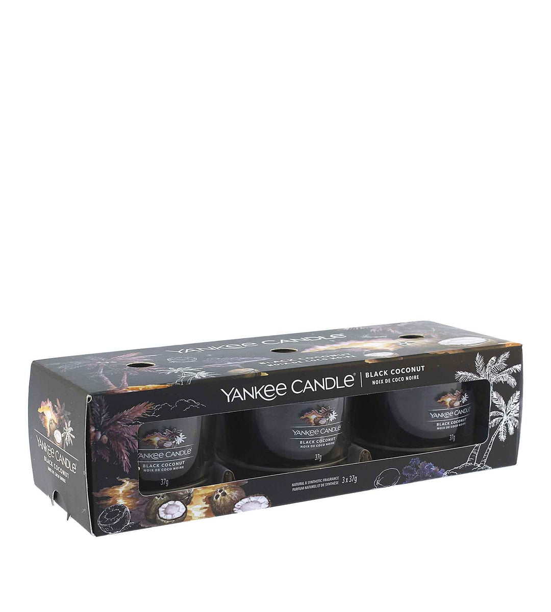 YANKEE CANDLE Black Coconut Votive Candle In Glass 3 X 37 G - Parfumby.com